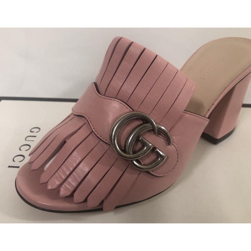 NIB Gucci Marmont GG Pink (Wild Rose) Leather 75mm Sandals 36.5EU/6.5US $860.00 - Picture 5 of 12